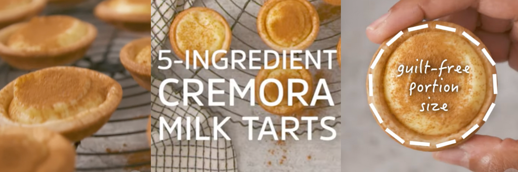 34 Cremora milk tarts arranged on a platter, delicious dessert display