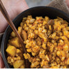 Close-up of a bowl of samp and beans recipe, traditional South African dish