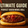 High-quality boerewors roll with sausage, caramelised onions, and tomato relish on a soft bread roll