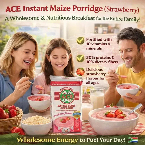 ACE Instant Maize Porridge strawberry flavor 1kg pack nutritious breakfast with vitamins proteins and dietary fibers