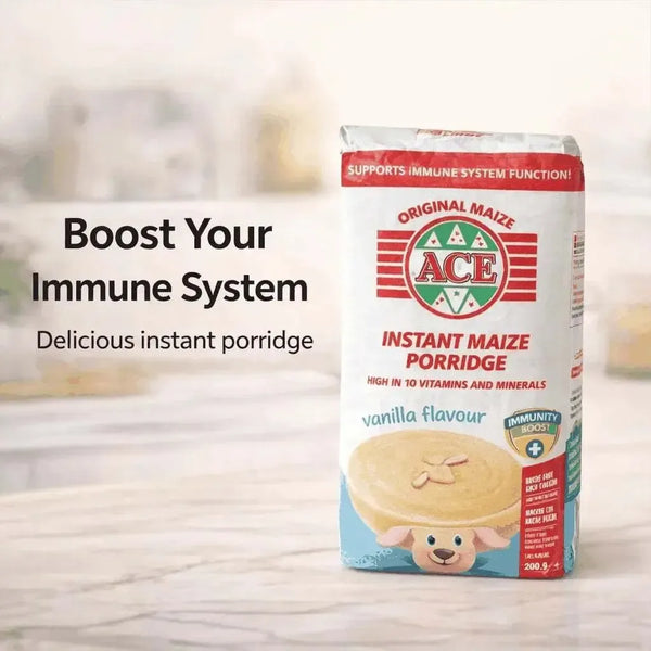 ACE Instant Maize Porridge Vanilla 1kg pack with 18 vitamins and minerals for a nutritious breakfast