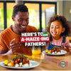 Family eating a meal beside an ACE Super Maize Meal promotional graphic