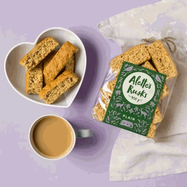 Alette’s Rusks Plain 450g crunchy bran rusks in resealable pack for breakfast snack