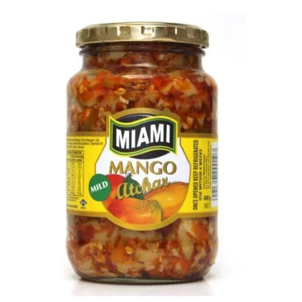 Miami Atchar Mango Mild 400g jar with tangy unripe mango condiment and mild spice