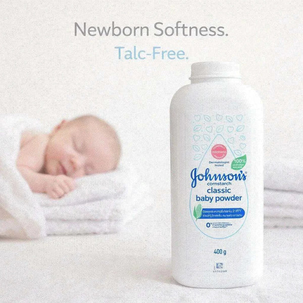 Johnsons Classic Baby Powder 400g cornstarch formula for soft, fresh baby skin