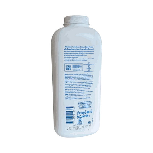 Johnsons Cornstarch Classic Baby Powder 400g talc-free gentle moisture absorbing baby powder