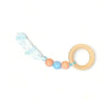 Natural wooden baby teething ring with silicone beads, 40mm diameter, safe and untreated beechwood.