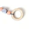 Natural wooden and silicone baby teething ring, untreated beechwood, safe and antibacterial, 40mm diameter, handcrafted in South Africa.