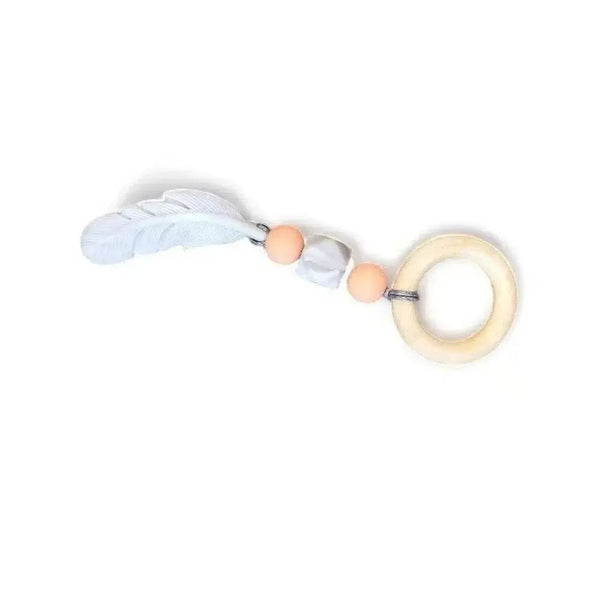Natural wooden and silicone baby teething ring, safe and untreated, 40mm size, handmade in South Africa