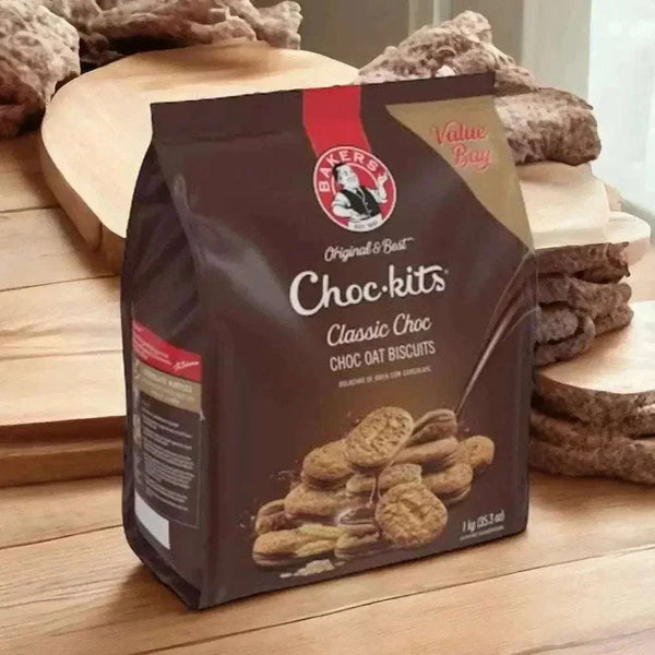 Bakers Chockits 1kg block bottom bag with rich chocolate for baking and snacking
