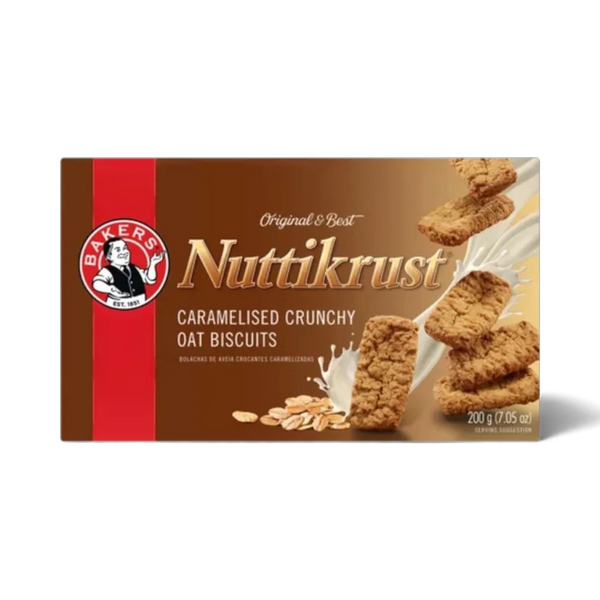 Bakers Nuttikrust caramelised crunchy oat biscuits 200g pack