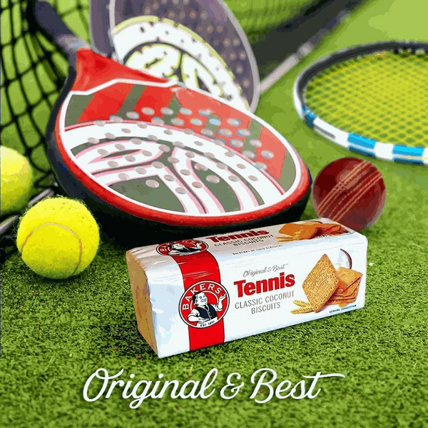 Pack of 12 Bakers Tennis Biscuits with classic coconut flavor and crispy texture for tea or dessert base