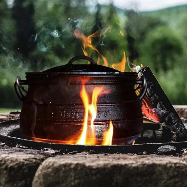 Best Duty Potjie 6.0L cast iron 3-legged pot with lid and handle for outdoor cooking