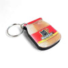 Black Cat Peanut Butter jar shaped resin keyring with red lid and logo design