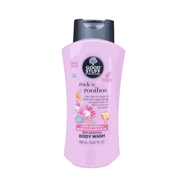 Good Stuff Rock n Rooibos Replenishing Body Wash 700ml bottle with Moroccan Argan Oil for soft, moisturized skin