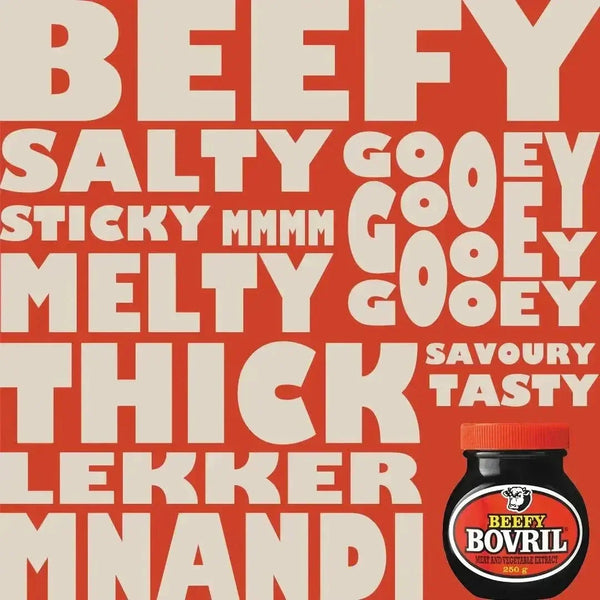 Bovril Beef and Yeast Extract 250g jar with rich meaty flavor for cooking and hot drinks