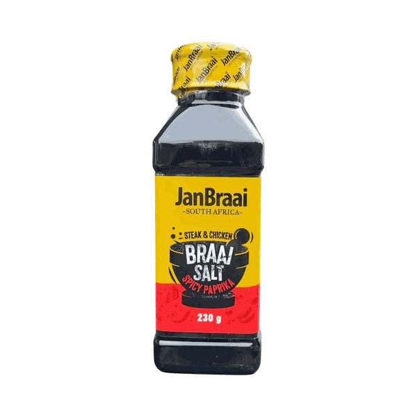 Jan Braai Braai Salt 230g spicy paprika seasoning shaker for grilling and braai