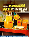 Oros orange drink with sandwich on tray featuring refreshing citrus beverage.