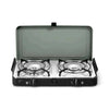 CADAC 2 Cook 3 Pro portable dual burner gas barbecue with flat and ribbed cooking plates for versatile outdoor cooking