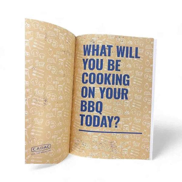 CADAC Recipe Book open with "What will you be cooking on your BBQ today?" text.