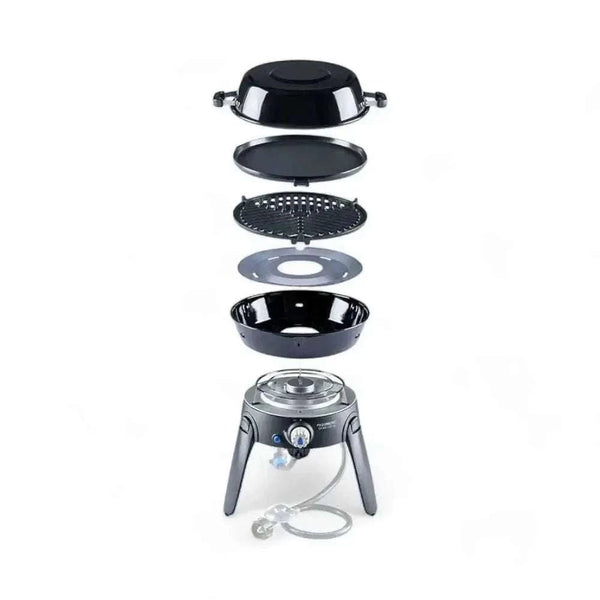 CADAC Safari CHEF 30 Cooker portable black outdoor gas stove with fold-away legs and interchangeable cooking surfaces