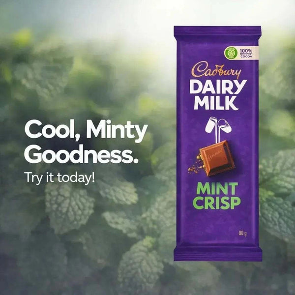 Cadbury Dairy Milk Mint Crisp 80g promotional image
