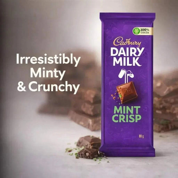 Cadbury Dairy Milk Mint Crisp chocolate 80g branded image