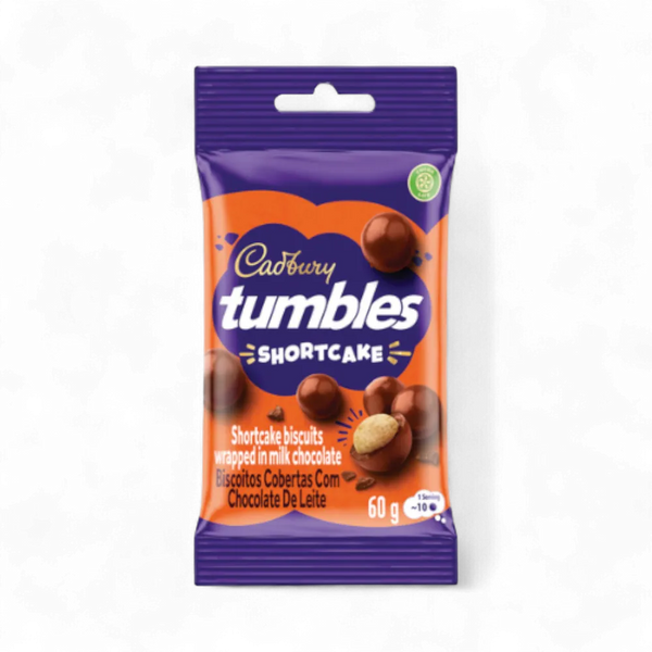 Cadbury Tumbles Shortcake 60g milk chocolate wrapped shortcake biscuits pack