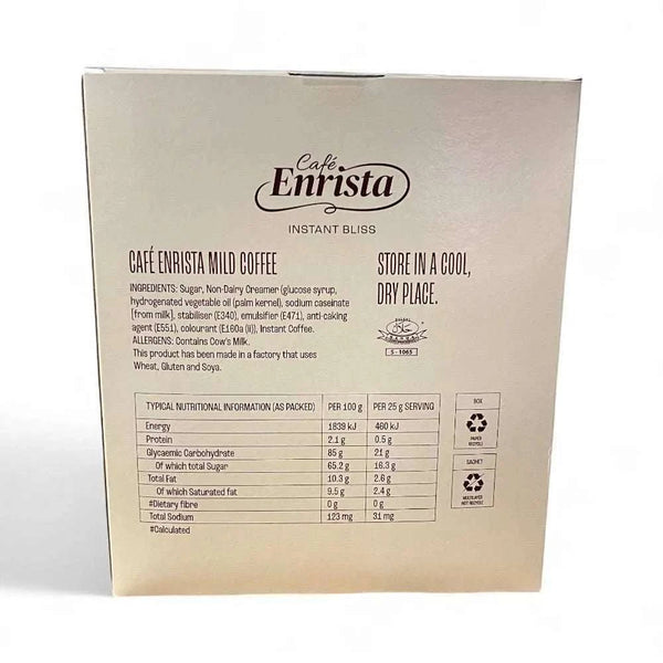 Cafe Enrista Coffee 3-In-1 Mild, Smooth & Creamy 500g Pack of 20, Nutritional Info and Ingredients