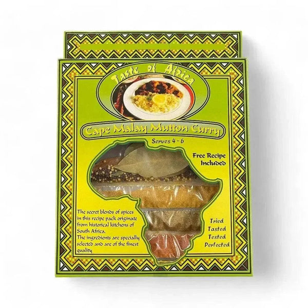 Taste of Africa Cape Malay Mutton Curry spice mix 60g packaging for authentic South African dish