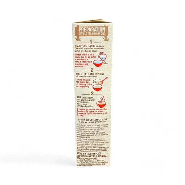 Nestle Cerelac Baby Cereal With Milk (Banana) 200g box showing preparation instructions.