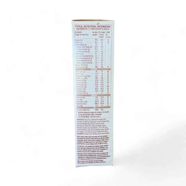 Cerelac Baby Cereal with Milk and Honey 500g nutrition facts and ingredients on package side panel