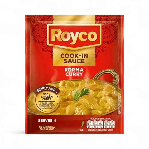 Royco Cook-in-Sauce Korma Curry 50g packet for creamy mild chicken curry, serves 4, no artificial colorants