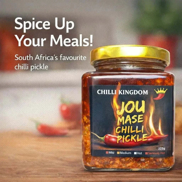 Jou Ma se Chilli Pickle medium heat orange 225g jar South African style condiment