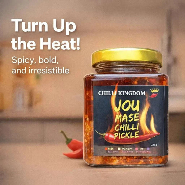 Jou Ma se Chilli Pickle medium heat 225g jar with South African spices and mustard seeds