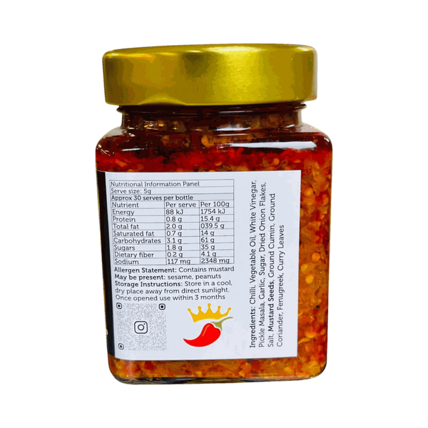 Chilli Kingdom Jou Ma se Chilli Pickle medium heat South African-style 225g jar