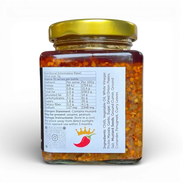 Chilli Kingdom Jou Ma se Chilli Pickle Medium 225g glass jar with mild heat and traditional South African spices
