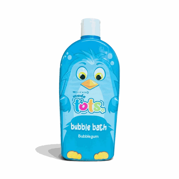 Clicks Made 4 Tots Bubblegum Bubble Bath 750ml bottle with playful pink label and bubbles