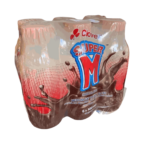Clover Super M medium fat chocolate milk 300ml pack of 6 bottles