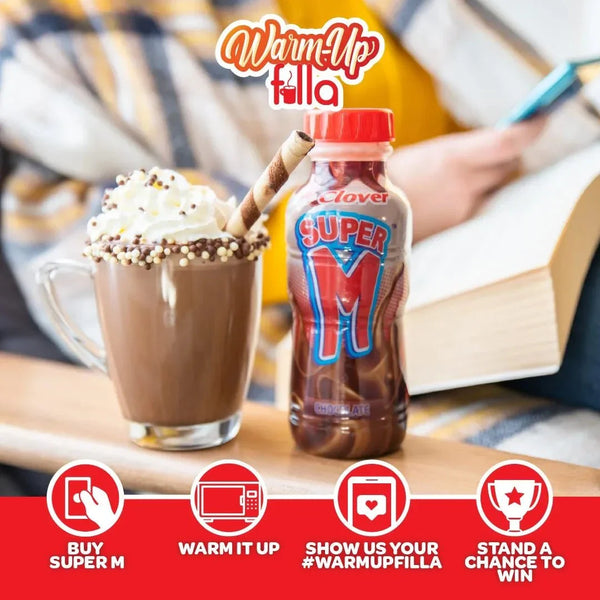 Clover Super M medium fat chocolate milk 300ml bottle with creamy chocolate flavor