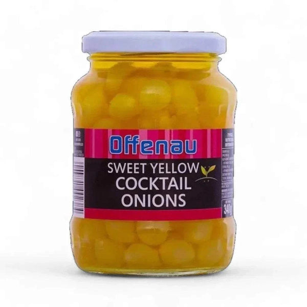 Offenau Cocktail Onions YELLOW 340g jar from Spain with mild taste and crisp texture.