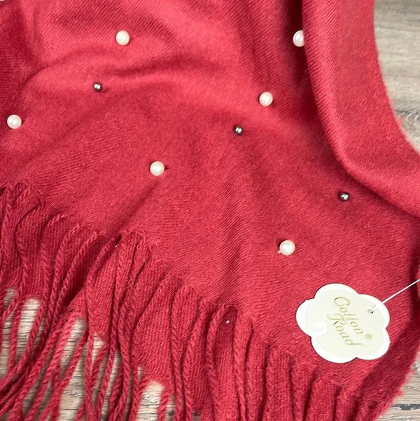 Winter Poncho - Red with Pearls - Something From Home - South African Shop
