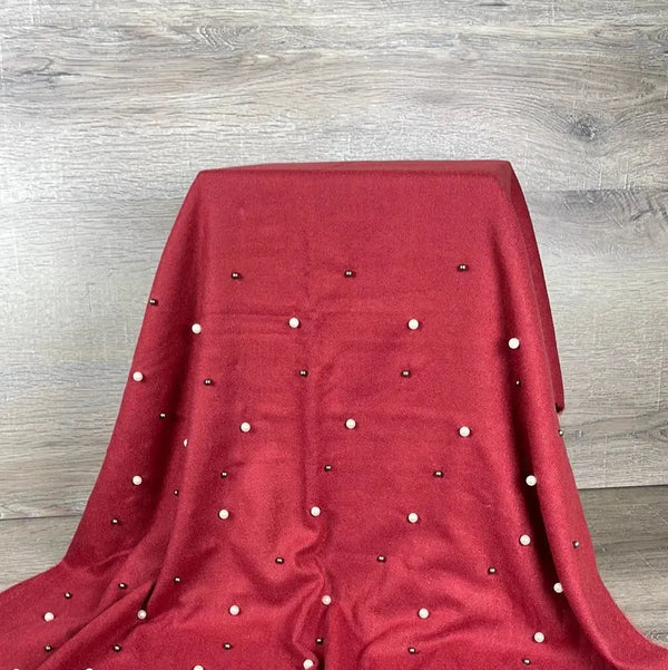 Winter Poncho - Red with Pearls - Something From Home - South African Shop