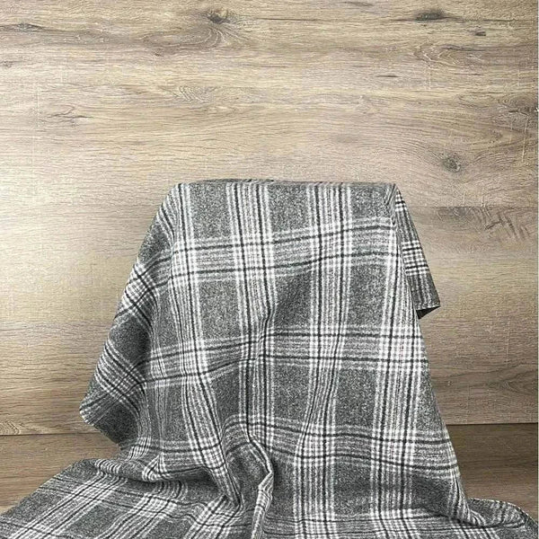 Cotton Road Winter Scarf in grey, white, and black patterned soft fabric