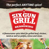Six Gun Grill Seasoning package displaying spices for grilled meats and stews.