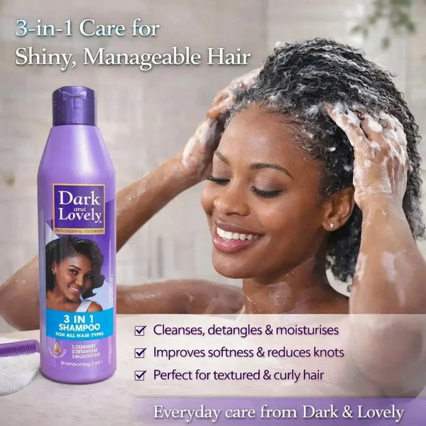 Dark & Lovely 3-in-1 Shampoo 250ml bottle for textured and curly hair care