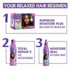Dark & Lovely Superior Moisture Plus No Lye Relaxer Kit for normal hair with coconut oil, shea butter, and styling milk for 4 weeks of silky, straight hair