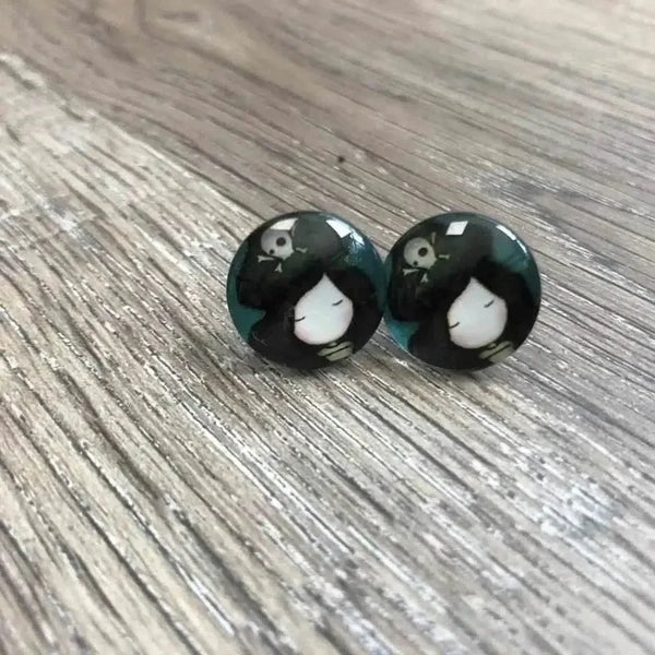 Girl Doll earrings in various styles, 15mm diameter, sold in pairs