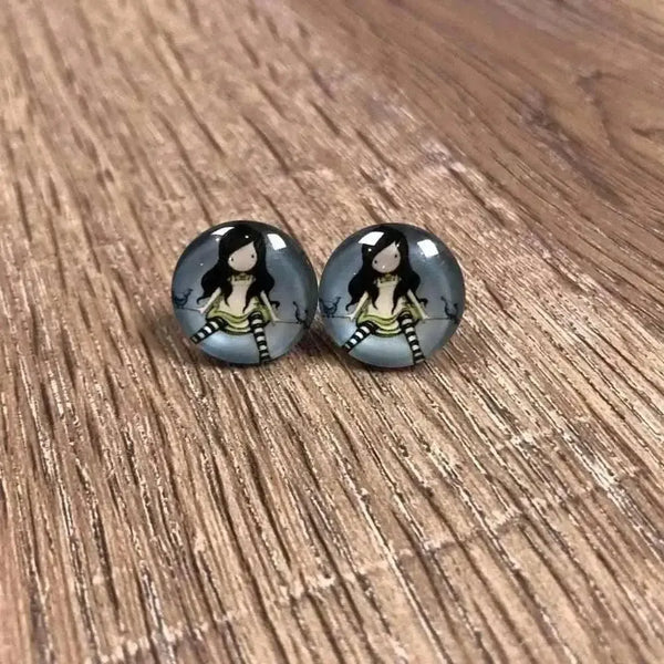 Various Girl Doll Earrings, 15mm diameter, sold in pairs
