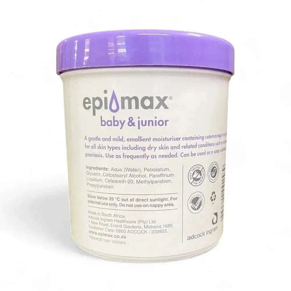Epimax Baby & Junior Body Cream Tub 400g - gentle moisturizer for delicate skin.